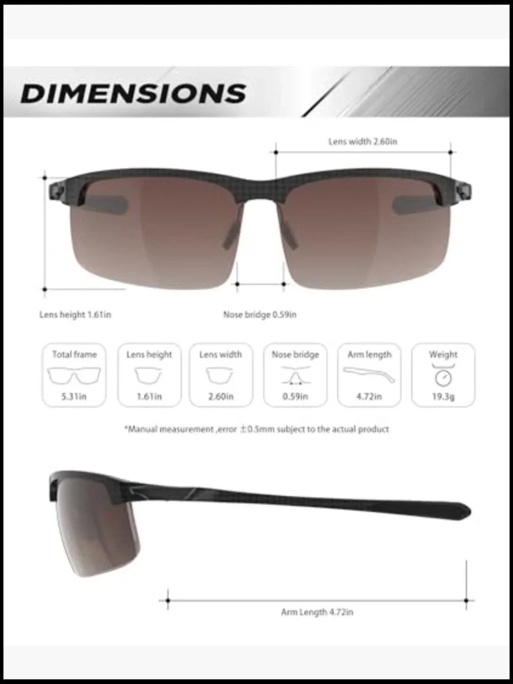 Carbon Fiber Polarized Sunglasses UV400 Protection for Driving Fishing
